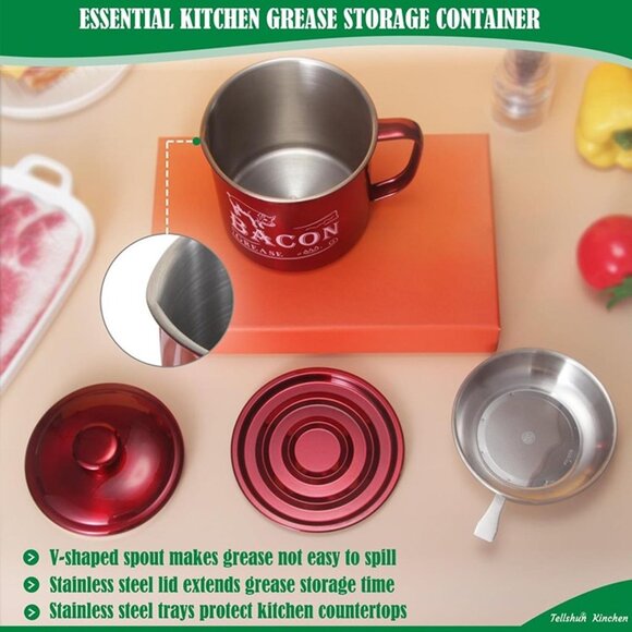 New Stainless Steel Cooking Oil Keeper with Lid and Easy-Grip Handle - Picture 7 of 9